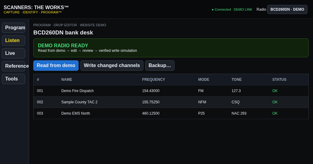 Early Scanners The Works v1.0.0 dark branded WebView interface